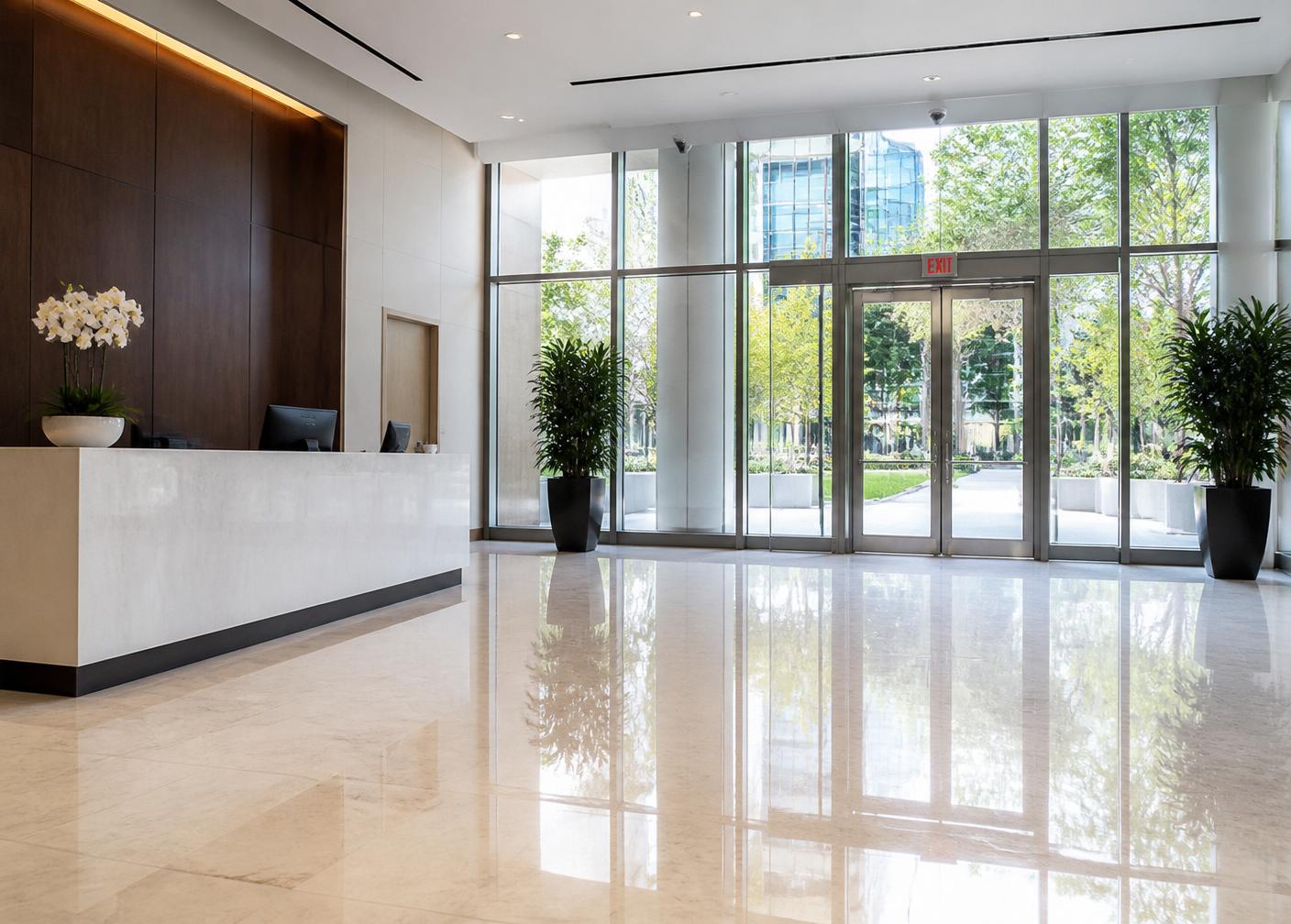 Corporate lobby restoration — after cleaning